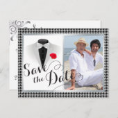 Carte Postale Faire-part Élégant Mariage Gay Save the date avec Photo (Devant / Derrière)