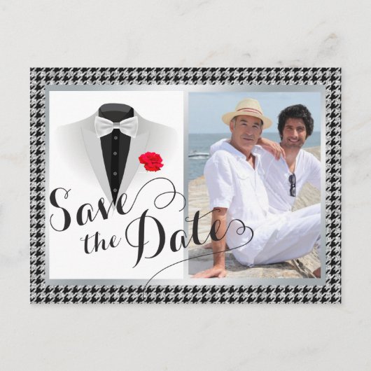 Carte Postale Faire-part Élégant Mariage Gay Save the date avec Photo (Devant)