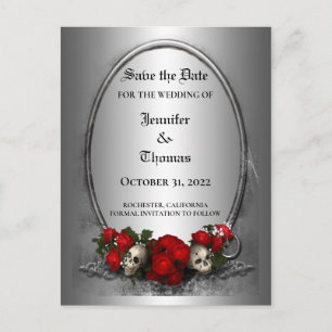 Carte Postale Faire-part Elégant mariage halloween enregistrer la date cart