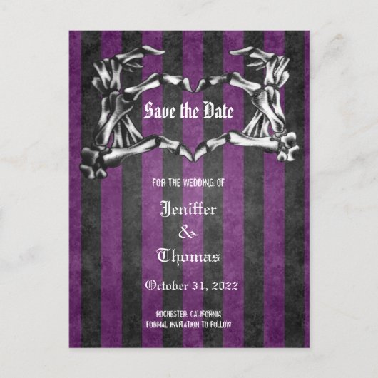 Carte Postale Faire-part Elégant mariage halloween enregistrer la date cart (Devant)