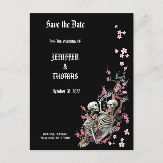 Carte Postale Faire-part Elégant mariage halloween enregistrer la date cart (Devant)