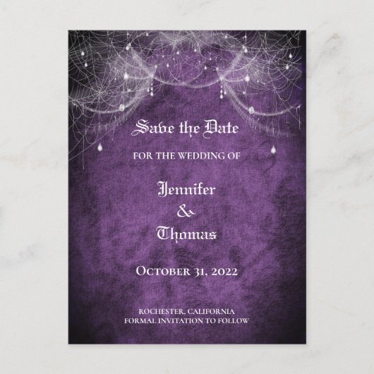 Carte Postale Faire-part Elégant mariage halloween enregistrer la date cart (Devant)