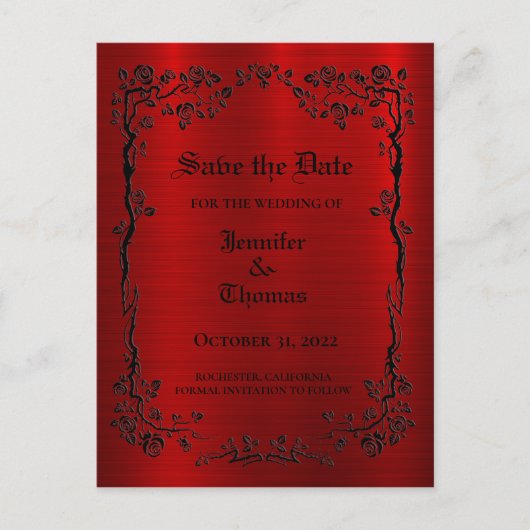 Carte Postale Faire-part Elégant mariage halloween enregistrer la date cart (Devant)