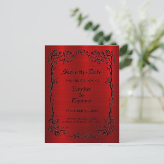 Carte Postale Faire-part Elégant mariage halloween enregistrer la date cart (Debout devant)