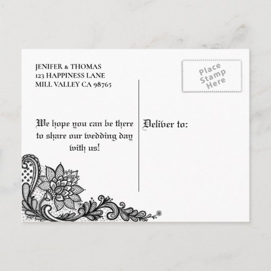 Carte Postale Faire-part Elégant mariage halloween enregistrer la date cart (Dos)