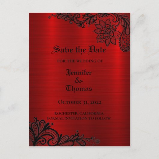 Carte Postale Faire-part Elégant mariage halloween enregistrer la date cart (Devant)