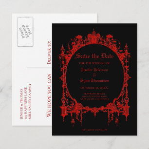 Carte Postale Faire-part Elégant mariage halloween enregistrer la date cart