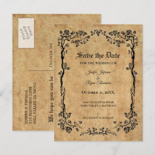 Carte Postale Faire-part Elégant mariage halloween enregistrer la date cart