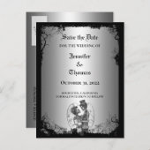 Carte Postale Faire-part Elégant mariage halloween enregistrer la date cart (Devant / Derrière)