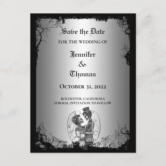Carte Postale Faire-part Elégant mariage halloween enregistrer la date cart (Devant)