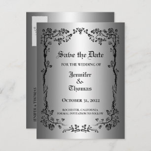 Carte Postale Faire-part Elégant mariage halloween enregistrer la date cart