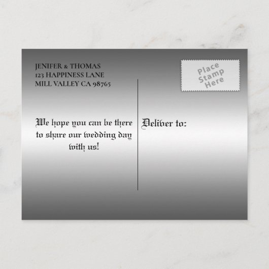 Carte Postale Faire-part Elégant mariage halloween enregistrer la date cart (Dos)