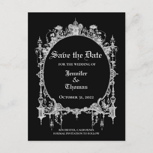 Carte Postale Faire-part Elégant mariage halloween enregistrer la date cart (Devant)