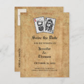 Carte Postale Faire-part Elégant mariage halloween enregistrer la date cart (Devant / Derrière)
