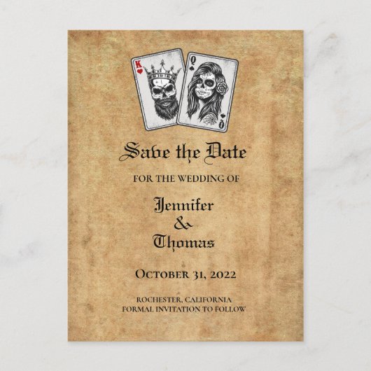 Carte Postale Faire-part Elégant mariage halloween enregistrer la date cart (Devant)