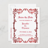 Carte Postale Faire-part Elégant mariage halloween enregistrer la date cart (Devant / Derrière)