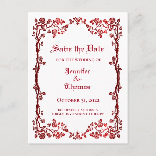 Carte Postale Faire-part Elégant mariage halloween enregistrer la date cart (Devant)