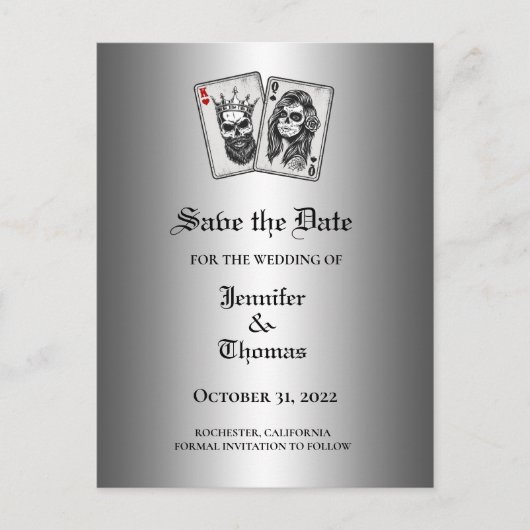 Carte Postale Faire-part Elégant mariage halloween enregistrer la date cart (Devant)