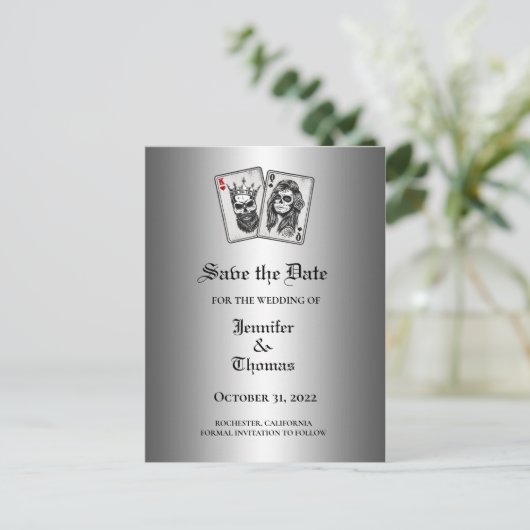 Carte Postale Faire-part Elégant mariage halloween enregistrer la date cart (Debout devant)