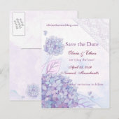 Carte Postale Faire-part Elégant mariage Hydrangea Enregistrer la date Cart (Devant / Derrière)