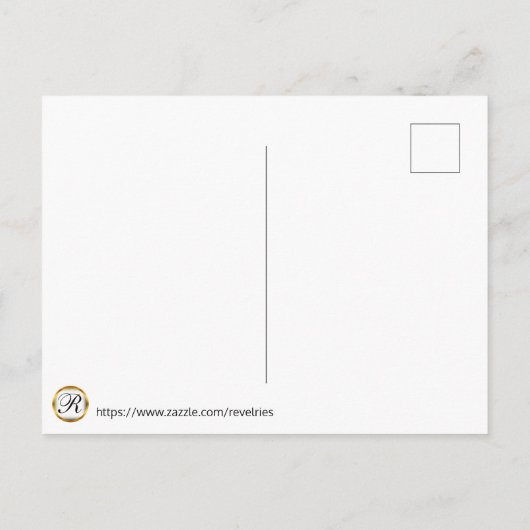 Carte Postale Faire-part Élégant Mariage noir et or (Dos)