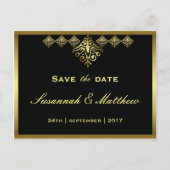 Carte Postale Faire-part Élégant Mariage noir et or (Devant)