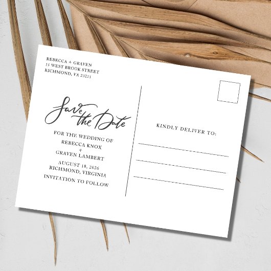 Carte Postale Faire-part Élégant mariage photo Enregistrer la date