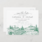 Carte Postale Faire-part Élégant mariage viticole Enregistrer la date (Devant / Derrière)