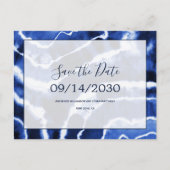 Carte Postale Faire-part Elégant Marine Marble Tie Dye Mariage Enregistrer  (Devant)