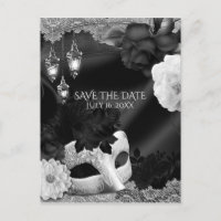 Élégant Masque Noir et Blanc Save the Date