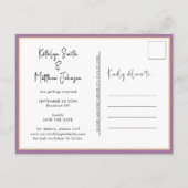 Carte Postale Faire-part Elégant Mauve Modern Photo Wedding Enregistrer La (Dos)