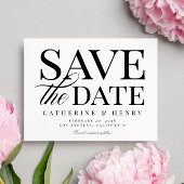 Carte Postale Faire-part Élégant Moderne Audacieux Mariage Noir Blanc Enreg