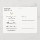 Carte Postale Faire-part Élégant Moderne Photo de Mariage Or Save the Date (Dos)