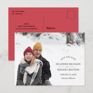 Carte Postale Faire-part Élégant Moderne Simple Photo Mariage Enregistrer l