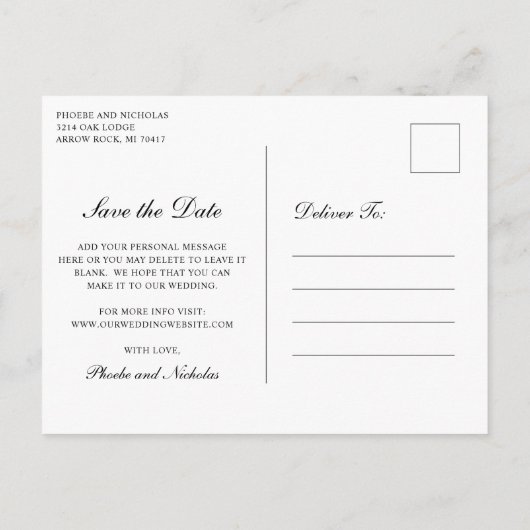 Carte Postale Faire-part Élégant Monogram Purple Wedding Enregistrer la dat (Dos)