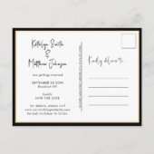 Carte Postale Faire-part Élégant Noir Blanc Moderne Script Enregistrer La D (Dos)