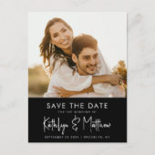 Carte Postale Faire-part Élégant Noir Blanc Moderne Script Enregistrer La D (Devant)