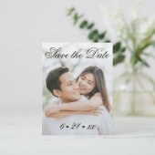 Carte Postale Faire-part Elégant noir blanc photo Mariage Enregistrer la da (Debout devant)