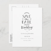 Carte Postale Faire-part Élégant noir et blanc Enregistrer la date (Devant / Derrière)