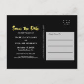 Carte Postale Faire-part Élégant noir or feuille photo save the date (Dos)