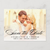 Carte Postale Faire-part Élégant noir Script Mariage photo Enregistrer la d (Devant)