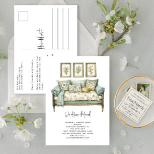 Carte Postale Faire-part Élégant Nous Avons Déménagé Aquarelle Florale Démé