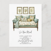 Carte Postale Faire-part Élégant Nous Avons Déménagé Aquarelle Florale Démé (Devant)