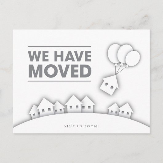 Carte Postale Faire-part Élégant Nous Avons Déplacé Des Maisons Blanches Pr (Devant)