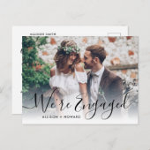 Carte Postale Faire-part Élégant Nous sommes engagés Photo Chic Script Fian (Devant / Derrière)