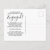 Carte Postale Faire-part Élégant Nous sommes engagés Photo Chic Script Fian (Dos)