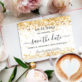 Carte Postale Faire-part Élégant or blanc Save The Date d'anniversaire