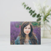 Carte Postale Faire-part Élégant or moderne abstrait pointillé graduation (Debout devant)