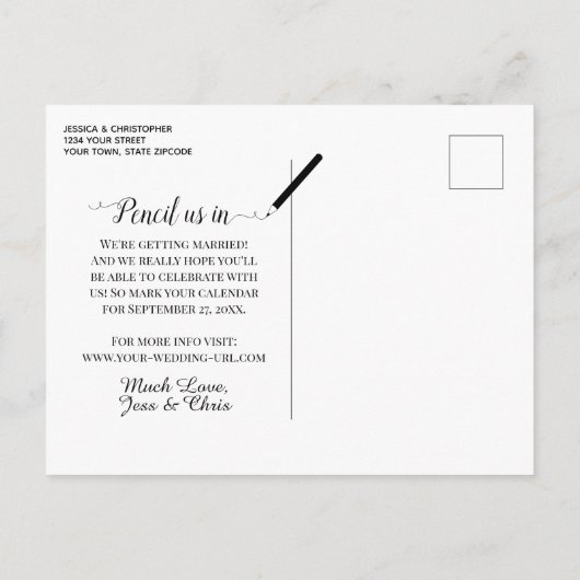 Carte Postale Faire-part Elégant Pale Peach Rose Wedding Enregistrer la dat (Dos)