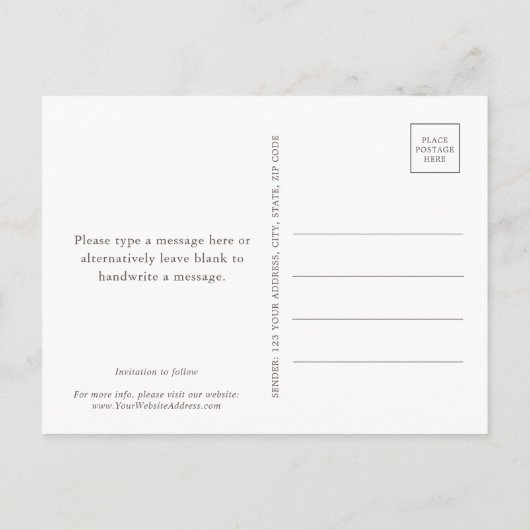 Carte Postale Faire-part Elégant Peach Floral Aquarelle Enregistrer la date (Dos)